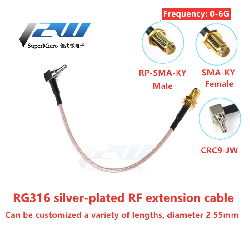 SMA типа Мама к CRC9 разъем под прямым углом кабель RG316 Pigtail K/CRC9 JW Высота каблука 10 см
