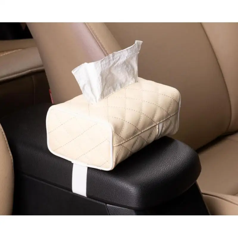 

Pu Leather Tissue Box Holder For Car Hanging Sun Visor Type Tissue Box Paper Towel Interior Storage Decor Car Accessories
