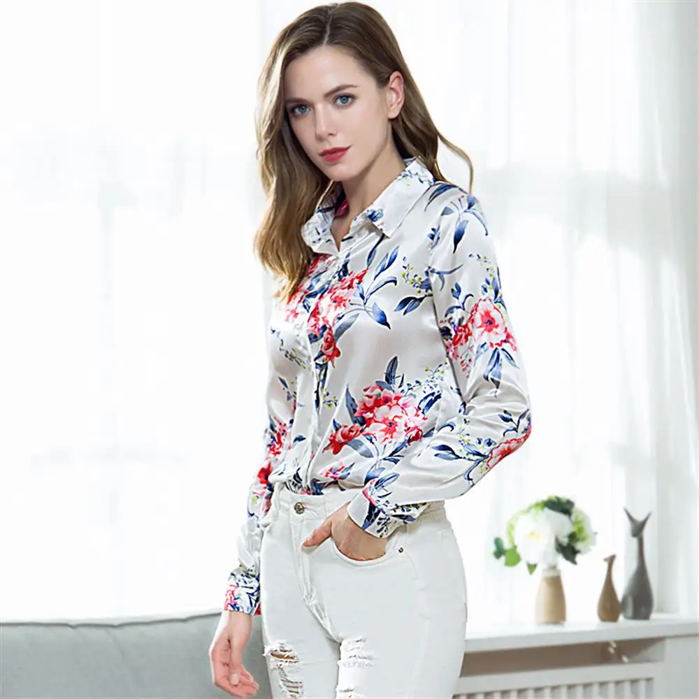 Цветочная блузка с длинным рукавом рубашки осенняя повседневная женская одежда