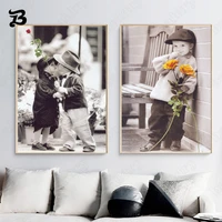 canvas painting for living room little boy and girl romantic childhood wall art nordic posters and prints for bedroom home decor