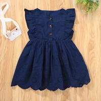 baby summer sundress solid color sleeveless flounce jumper skirt with buttons for toddler girls children casual dresses