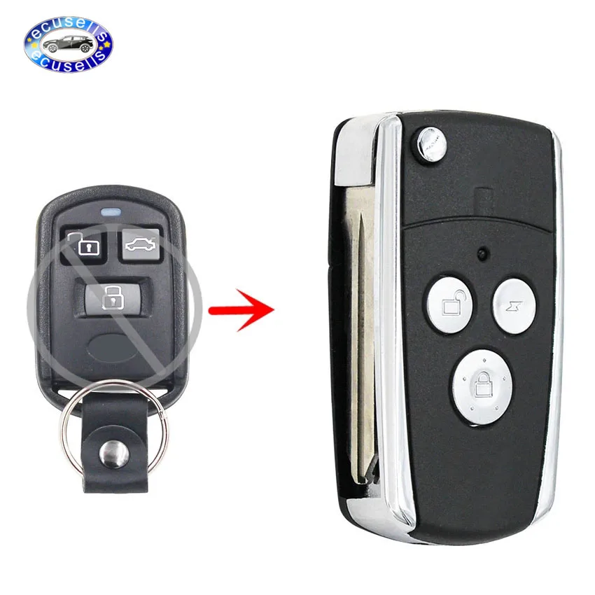 3 кнопки модифицированный Флип складной чехол для дистанционного ключа от машины