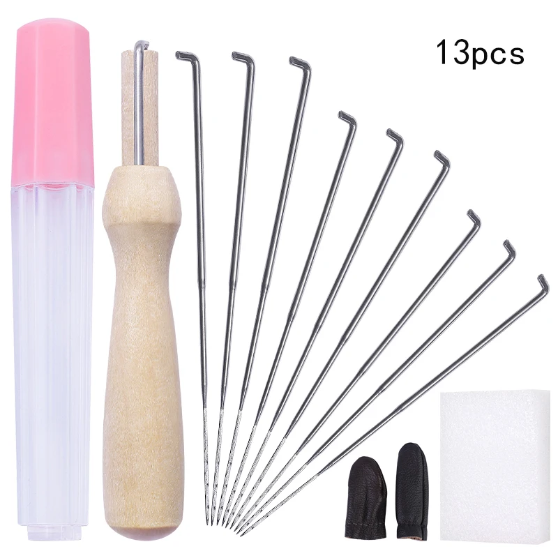 

LMDZ 13pcs 3Color Wool Felting Needles Tool with Handle and Bottle and Finger Cot Pocked Kits Needlework Felt DIY Tools Set