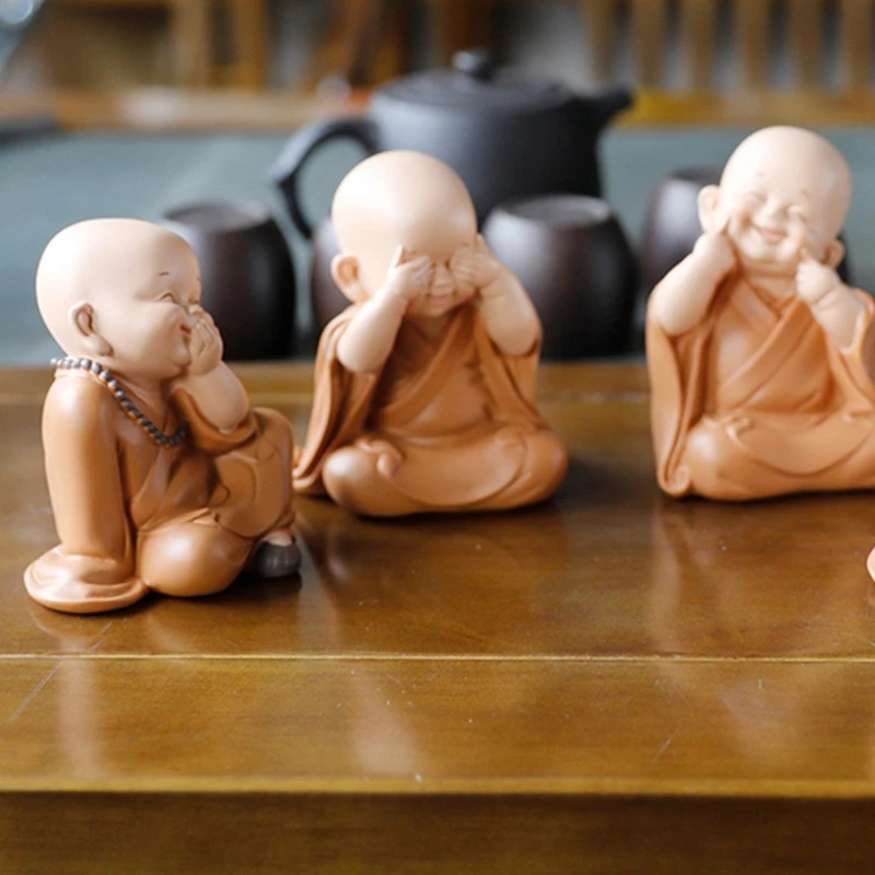 Маленькая Статуэтка монаха из смолы миниатюрная буддийская статуя декоративные