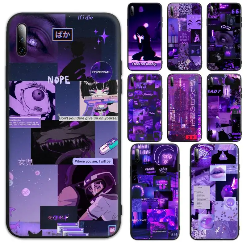 

Purple Love Aesthetic Art Phone Case For Huawei P9 P10 P20 P30 P40 pro lite plus Smart Cover Fundas Coque