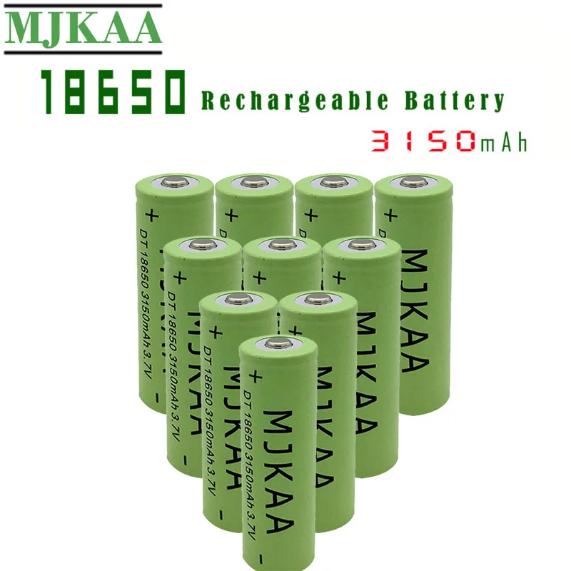 

MJKAA 10 шт 18650 3150mAh 3,7 V литий-ионная аккумуляторная батарея литиевая 3,7 V батареи зеленый для электронных гаджетов