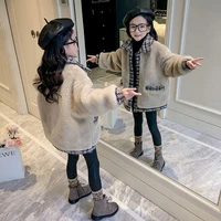elegant coat girls thick jacket kids warm large lapel outerwear winter spring autumn teenage clothes school high quality black