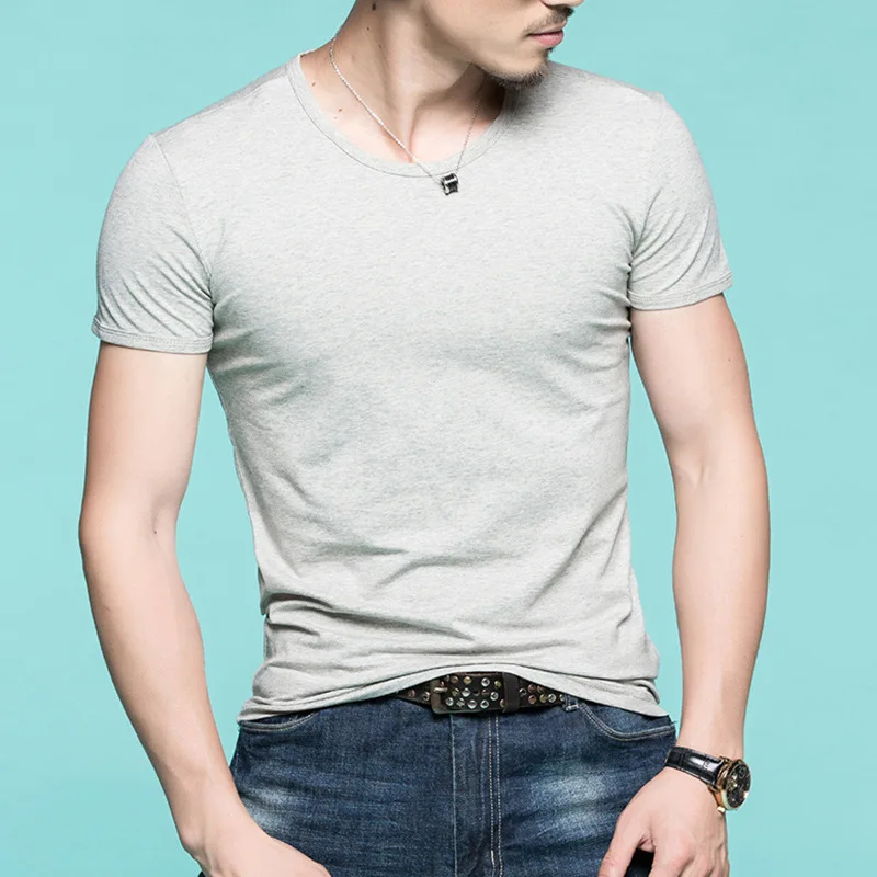 Новинка Мужская хлопковая футболка одноцветная топ модная 6 цветов новинка 2019