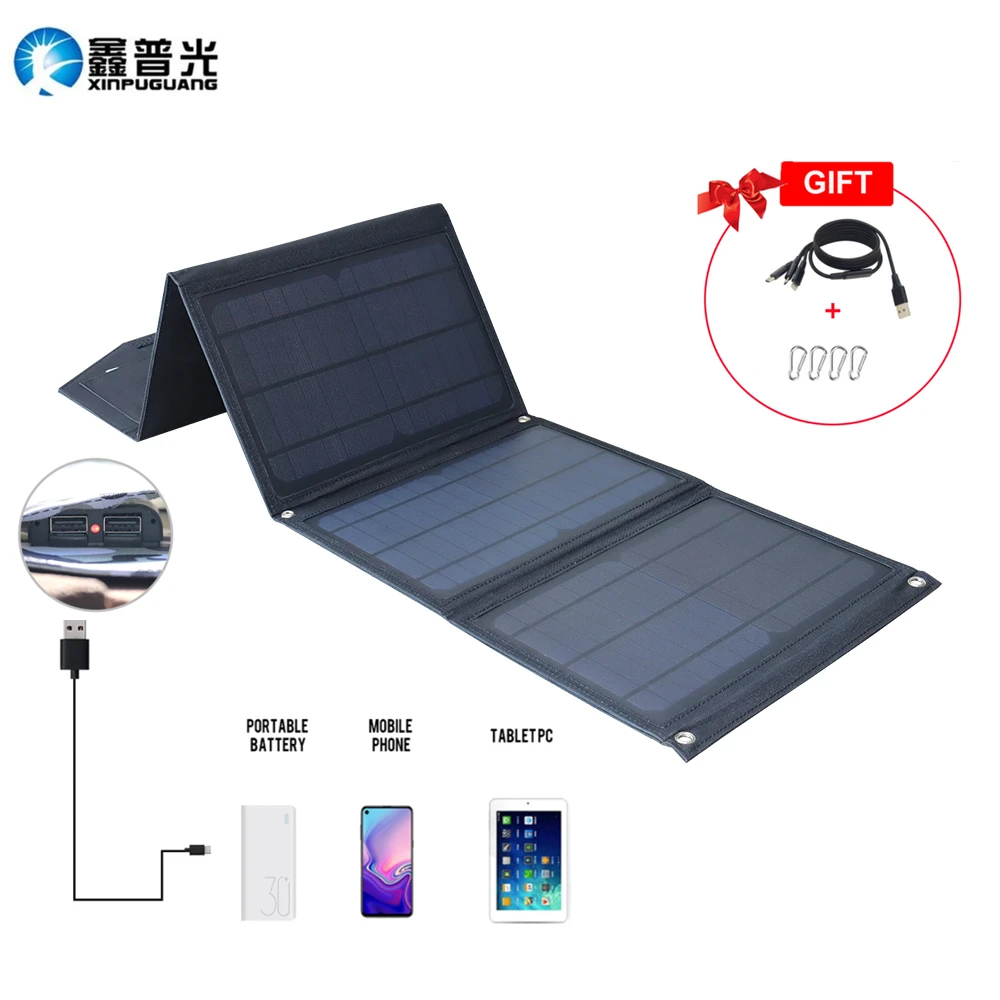 

Портативная Складная солнечная панель с двумя USB-портами, 28 Вт, 5 В, 3 А