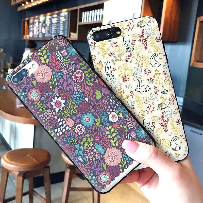 Винтаж узор Чехлы для мобильных телефонов iPhone X XS MAX XR 6S 7 8 Plus чехол модные мягкие