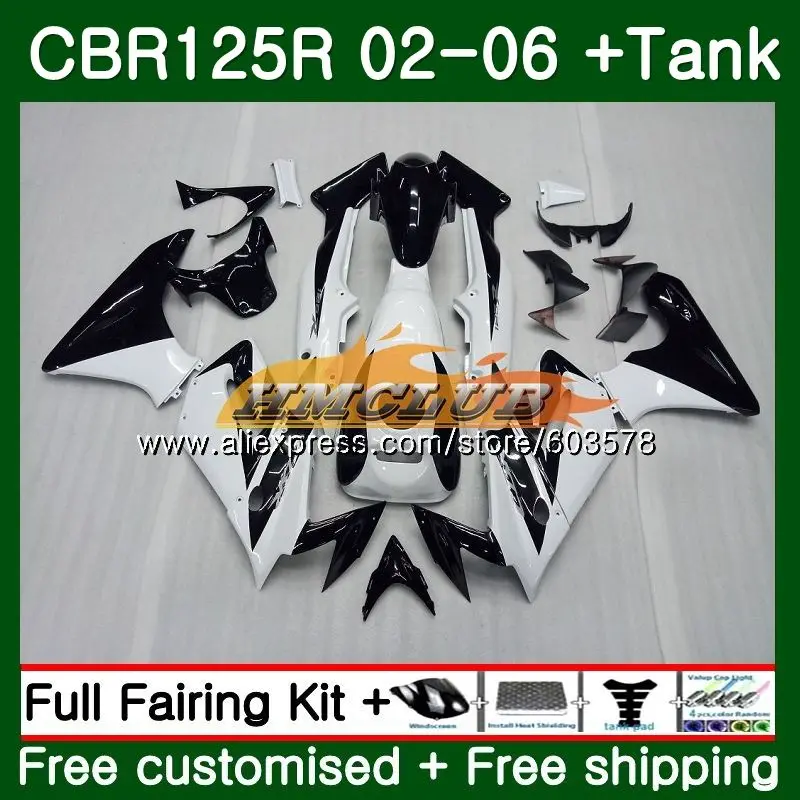 

Body kit For HONDA CBR125R 2002 2003 2004 2005 2006 84CL.47 White Black CBR125RR CBR-125R 125CC CBR 125R 02 03 04 05 06 Fairing