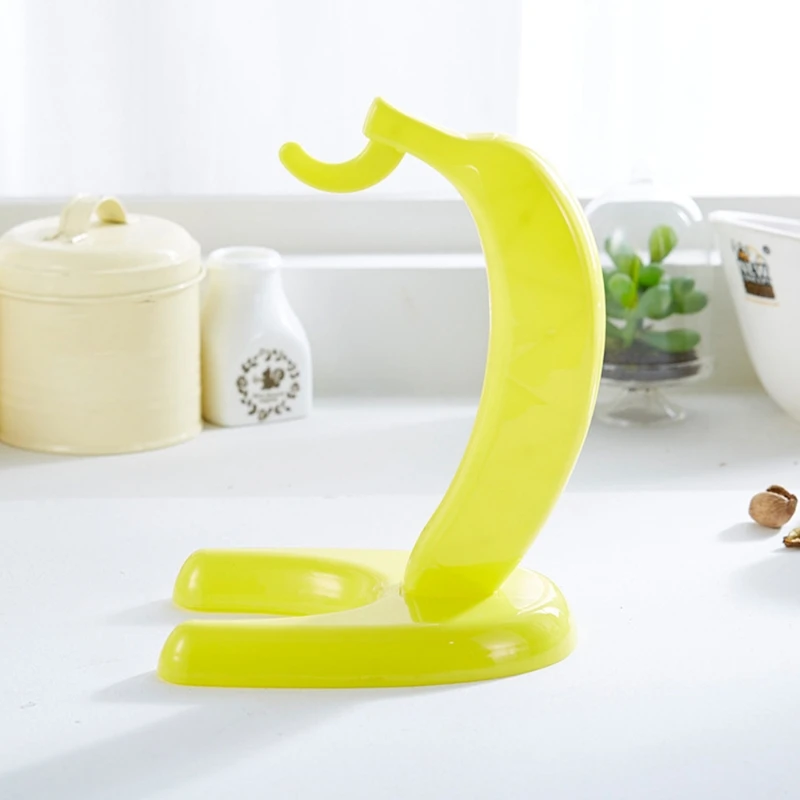 

Creative Banana Shaped Plastic Banana Hanger Holder Stand Sturdy Display with Hook for Home or Bar Countertop Fruit Display