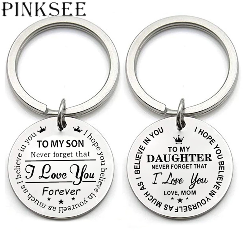 Pinksee простой трендовый брелок из нержавеющей стали с гравировкой &quotTo My Son/Daughter&quot