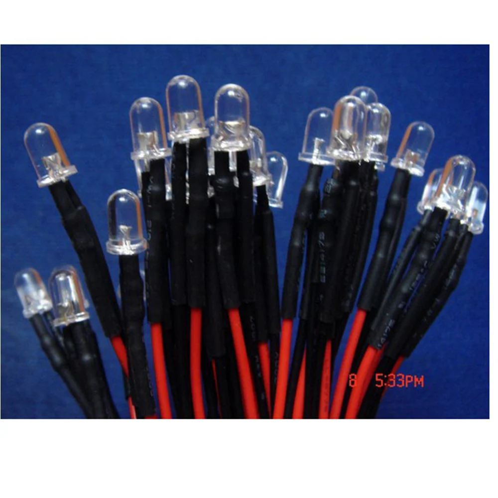 100 шт 5 мм ярко-зеленый светодиодный s лампочка 20 см кабели Prewired 12V автомобильный