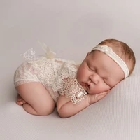 0 1month newborn photography prop baby headband lace romper bodysuits outfit infand girl dress costume photo shooting clothing