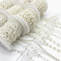 1 yards rhinestone chain pearl crystal jewelry chain sew on trims wedding dress costume applique jewelry making diy accessories
