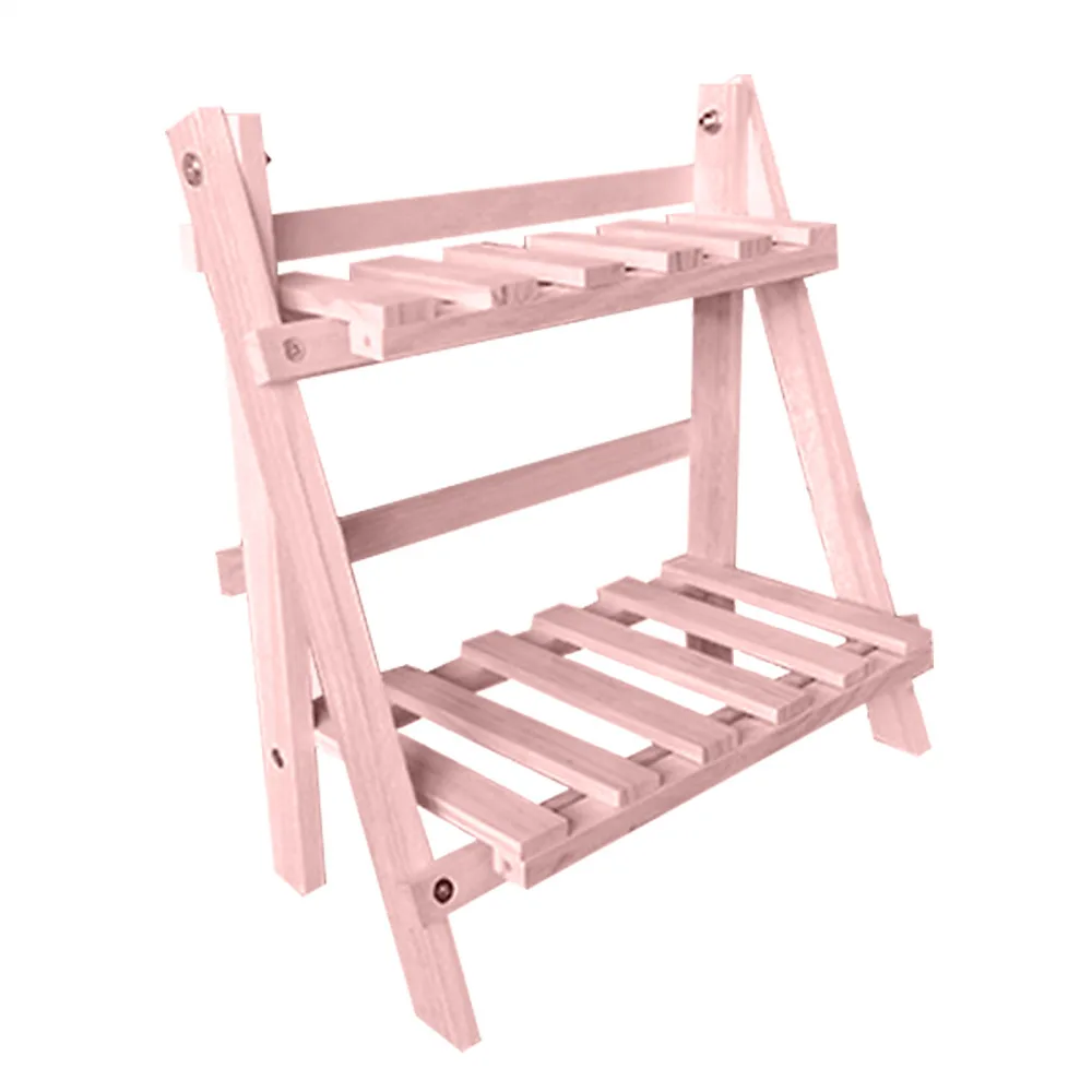 

Flower Stand Shelf 2-Tier Wooden For Home Patio Lawn Garden Balcony Floor Solid Wood Multifunction Collapsible Storage Frame
