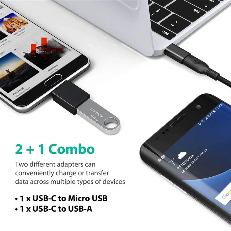 Адаптер 2 в 1 с Type C на USB OTG переходник Micro для Samsung Galaxy S8 S9 Plus Note 8 Asus Zenfone 5z 5