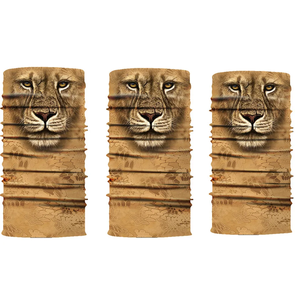 

3pcs Animal Printed Bandanas Windproof Seamless Magic Scarf Cycling Ski Hiking Balaclava Headwear Neck Gaiter Riding Headband