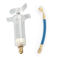 oildye injector 30ml 1 oz with low side quick coupler adapter 14 sae x4t7 for air conditioning automotive oiler syringe