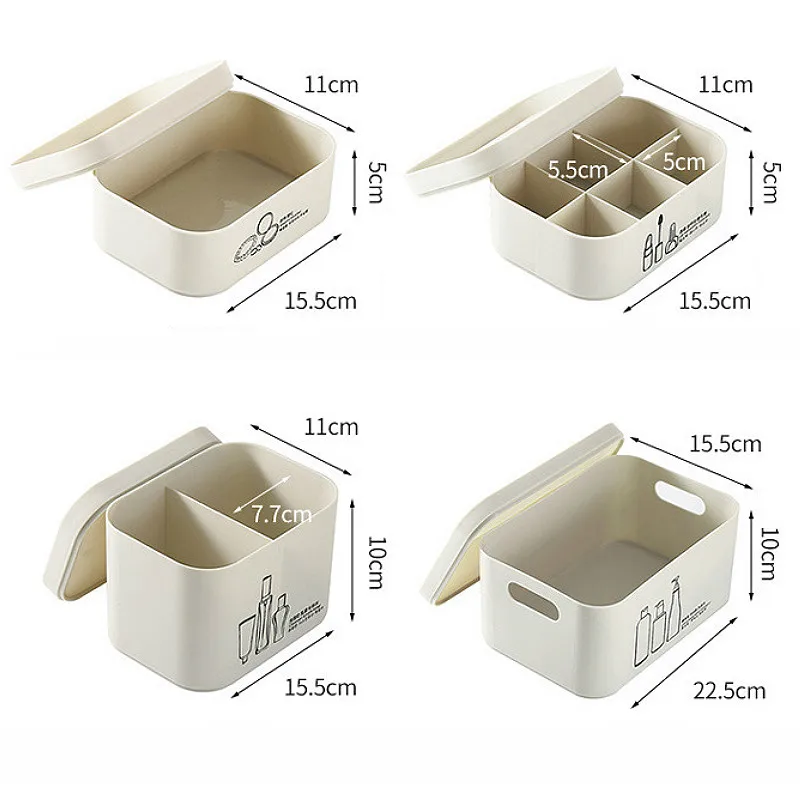 

Creative Cosmetic Storage Box Multifunction Plastic Multi-grid Coverd Makeup Dressing Desktop Jewelry Organizer Stackable Boxes