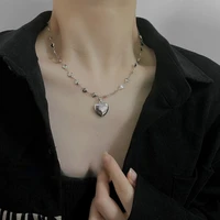 u magical unusual love heart pendant necklace for women exquisite silver color metallic splice chain fashion necklace jewellery