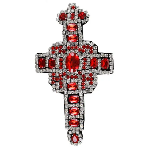 598 red 1 шт., вышивка бисером, хрустальные стразы, крестообразный дизайн, нашивки, аппликация, пришитые нашивки, сумки для одежды, декорированные, сделай сам, шитье TH507 - Цвет: 598 red