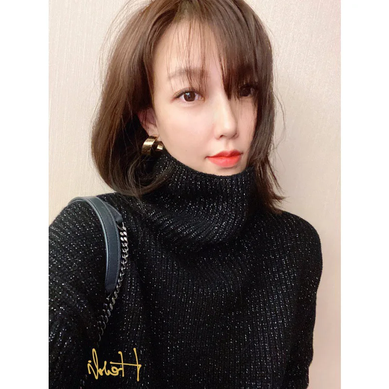 

JMJ2020 New Christmas Red Sweater Women Pullove Wear Loose and Lazy Wind High Collar Wool Bottomed sweater in Aautumn and Winter