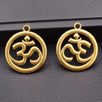 4pcs antique gold color 3d yoga om ohm tag metal pendant diy sports jewelry handicraft accessories 3530mm p21