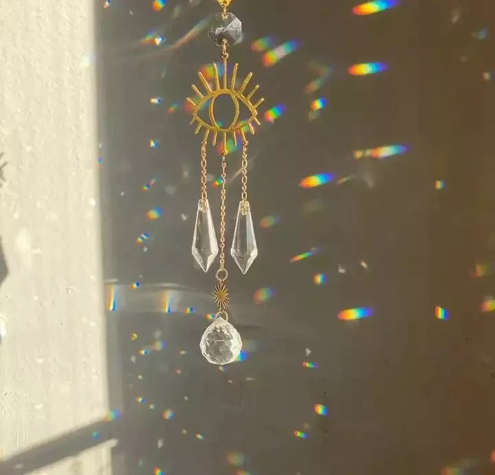 

All Seeing Energies Sun Catcher Crystal Light Catcher Handmade Catcher Witchy Suncatcher Prism|rainbow Maker | Window Hanging