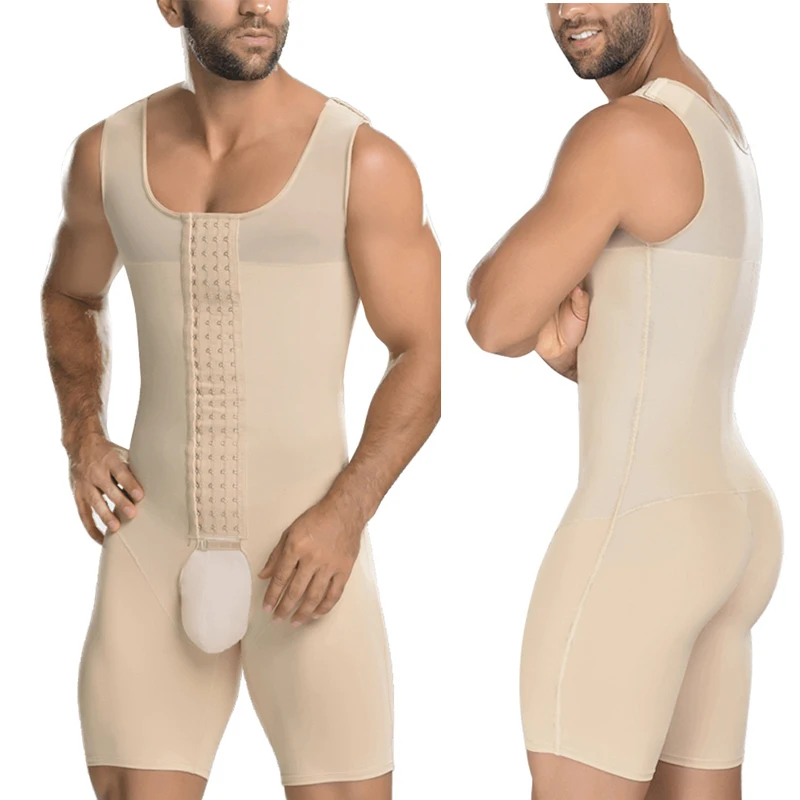 2021 Men's Shapewear Bodysuit Full Body Shaper Compression Slimming Underwear Breathable Corset Fitness Butt Lifter Hide Man