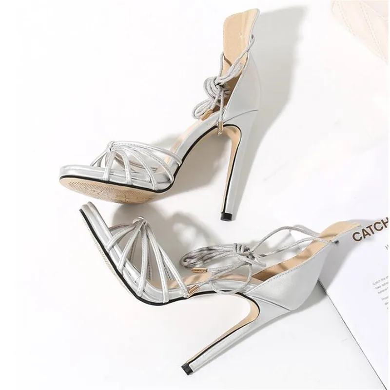 Женские босоножки на высоком каблуке 11 см с острым носком | Обувь