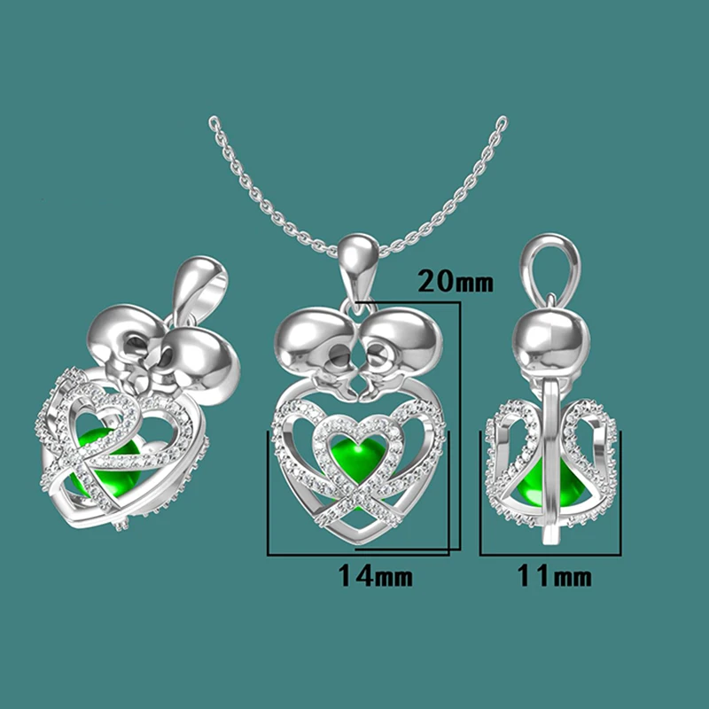 Sg Серебро 925 поцелуи скелет светящиеся кулон ожерелье цепь с Cz Diy Ювелирные