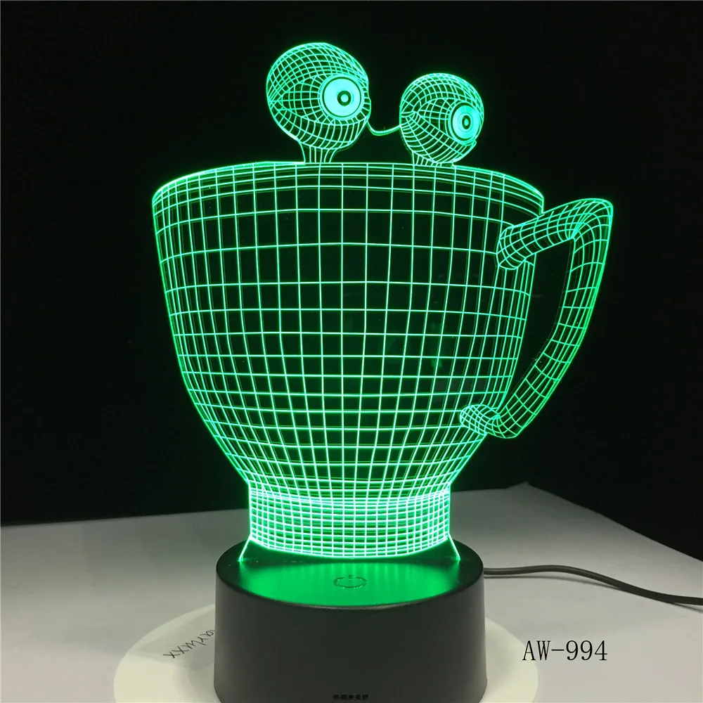 

Creative Cup Model 3D LED Lamp Illusion Led Night Light 7 Colors Table Novelty Decor lights for Kids Self Gifting or Fri AW-994