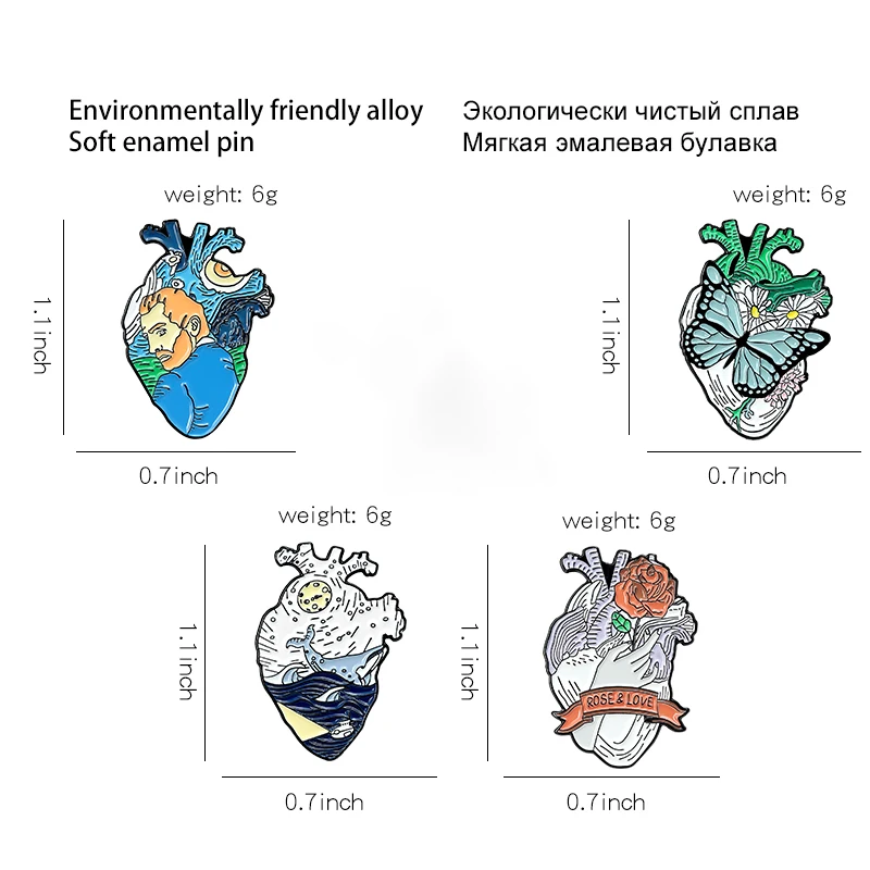 Эмалированная шпилька с человеческим сердцем феминистская фургога космическая
