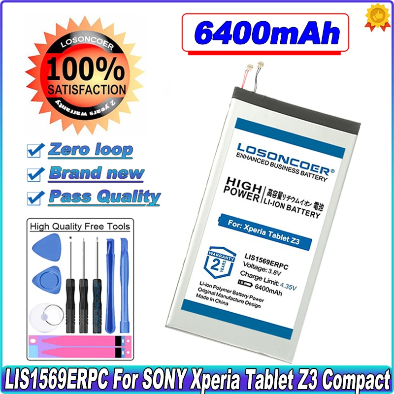 

0 Cycle 100% New 6400mAh LIS1569ERPC Battery For Sony Xperia Tablet Z3 Compact SGP611 SGP612 SGP621 Good Quality Battery