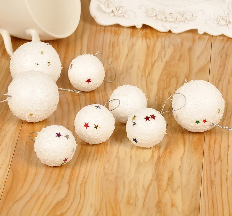 Белый 6 шт рождественские DIY снежные шары вечерние украшения для рождественской елки висячие украшения 50 мм Елочная игрушка с орнаментом красочные звезды