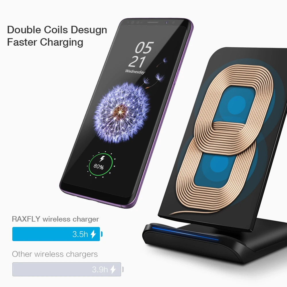 Беспроводное зарядное устройство RAXFLY 10 Вт QI для iPhone X XR XS MAX Xiaomi Быстрая зарядка