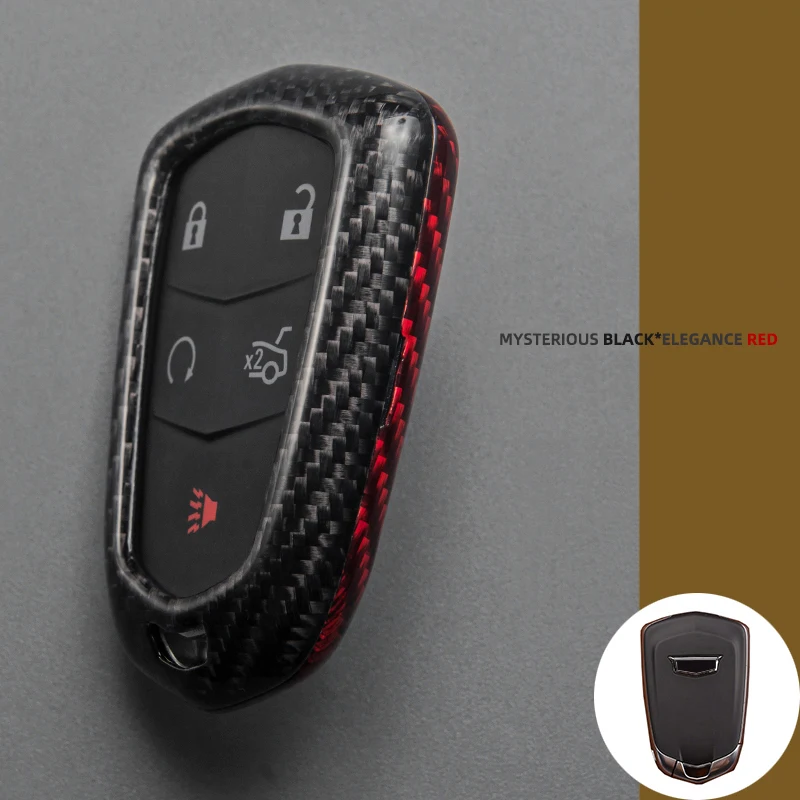 

True Carbon Fiber Car Key Case Cover Fob Keychain Remote Protector Holder Suitable for Cadillac ATS XTS XT5 XT4 CT6 XT6 Key Case