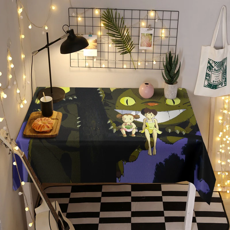 Мультяшная скатерть с принтом Тоторо в японском стиле Полиэстеровая