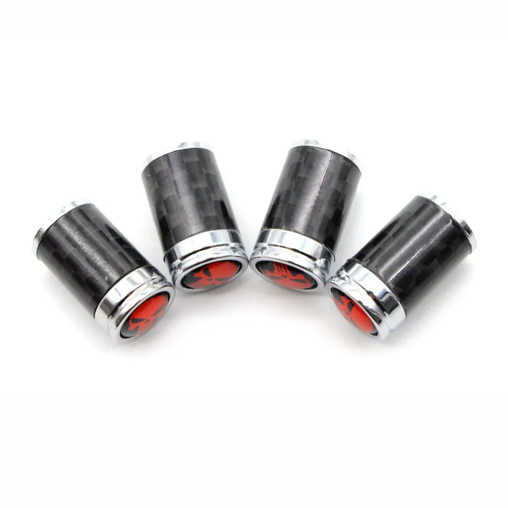 4 шт./компл. медь + углеродное волокно Череп Стиль крышка на стержень клапана шины