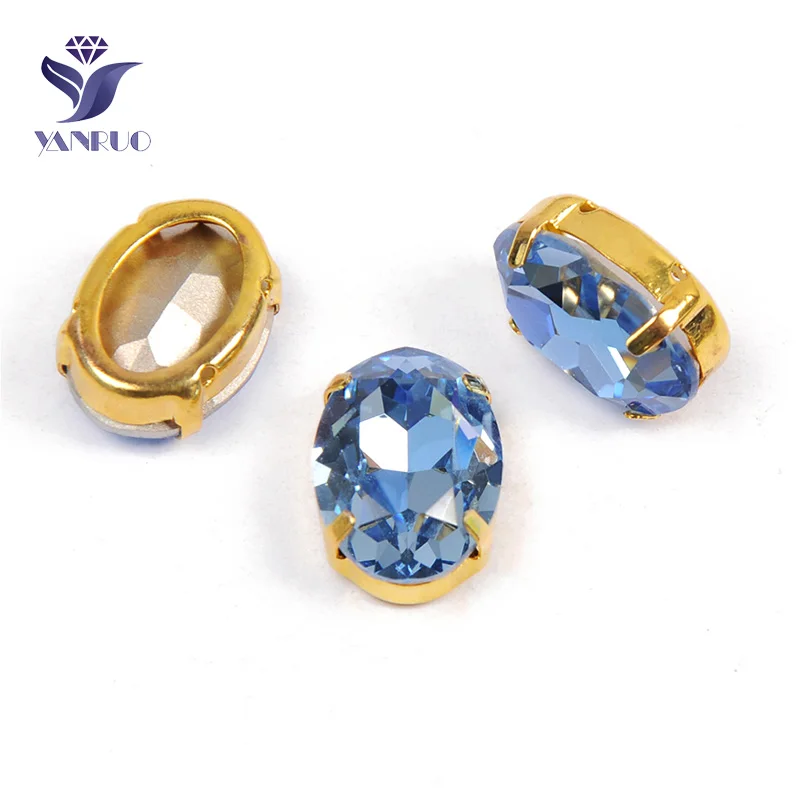 Light Sapphire Yanruo 4120 Овальный заостренный назад пришить стразы стеклянные изделия ручной работы камни страз стразы для поделок ювелирных изделий - Цвет: Light Sapphire