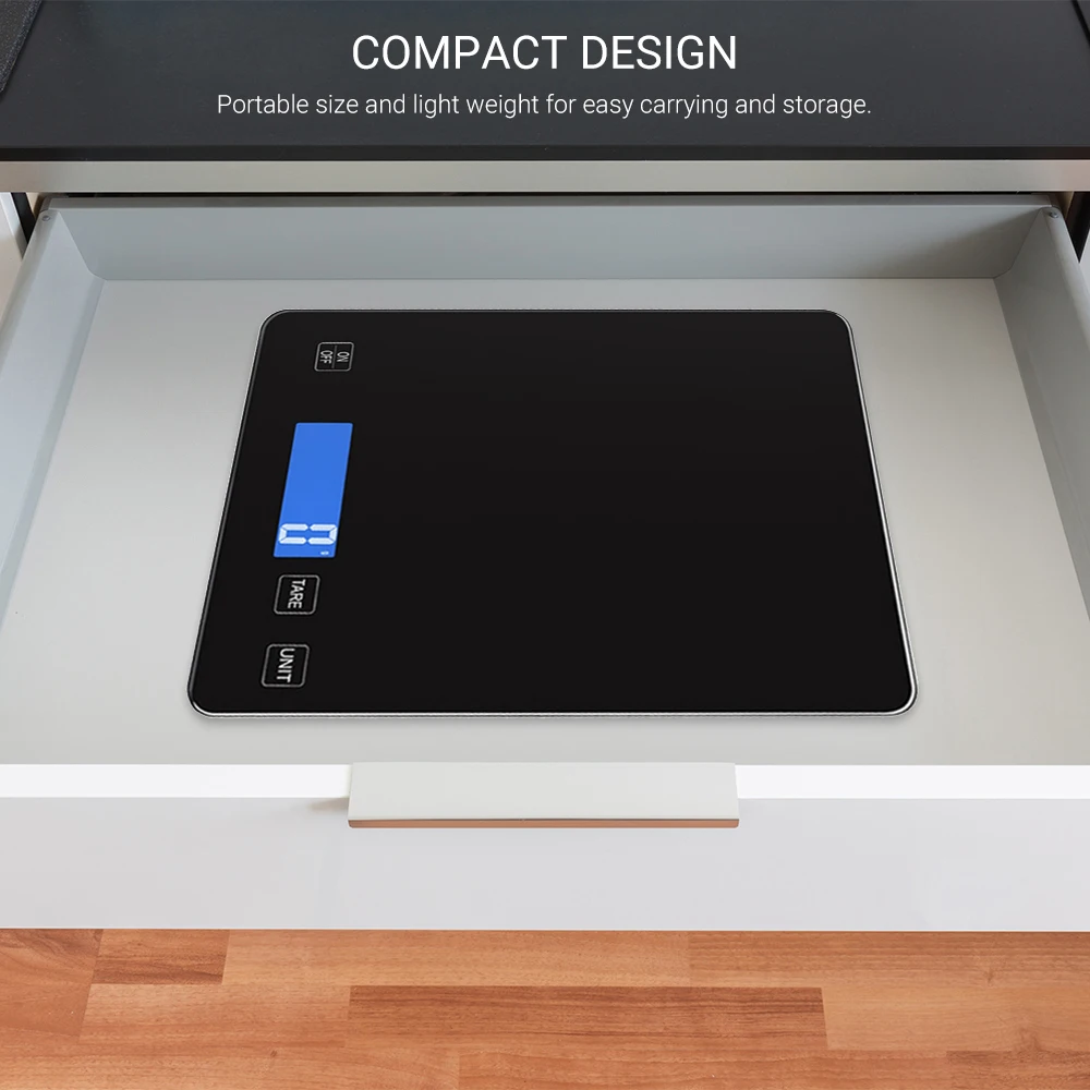 

Digital Scale with Waterproof Surface 15kg/1g Baking Scale Jewelry Scale High Precision Kitchen Scale with USB Cable Black