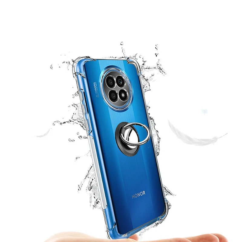 Metal Ring Holder Case For Honor 50 Lite X8 x7 x9 Silicone Cover Honor 50 Pro SE Transparent Case On Huawei Honor50 Lite Bumper
