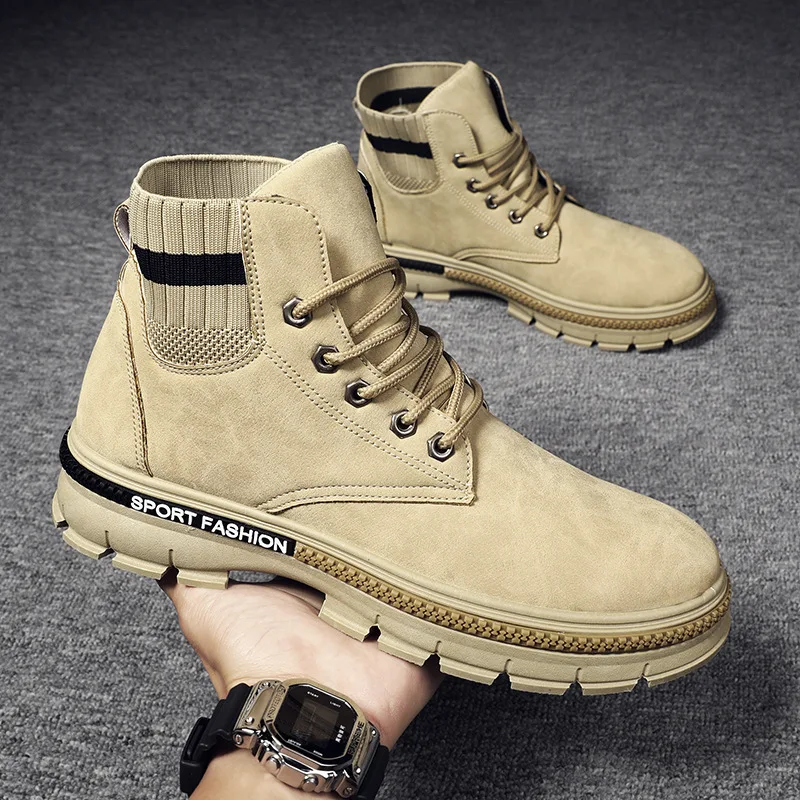 

Martin Boots Men's Autumn Winter Tooling Boots British Style High-top Leather Men Shoes Couple Ankle Boots Male Platform Shoes