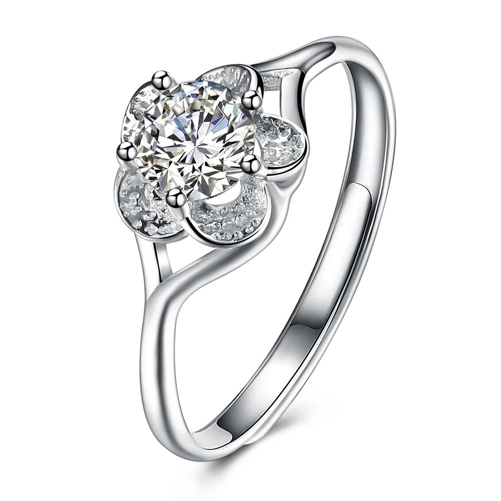 SILVERHOO Серебро S925 Регулируемые кольца в форме цветка большое CZ Кольцо для женщин