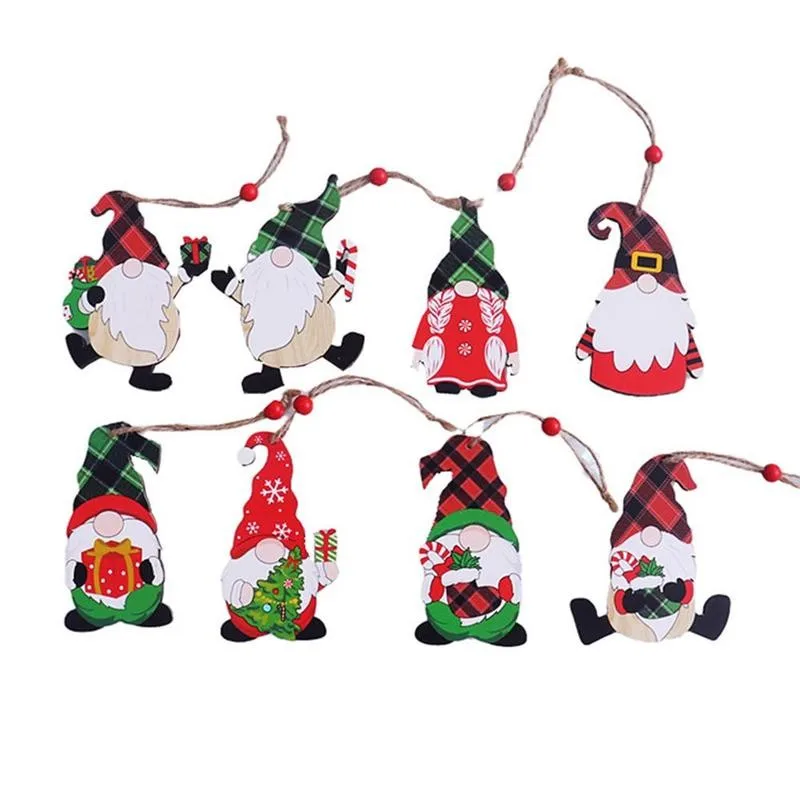 

2022 New Year Christmas Tree Car Decor Wooden Hanging Pendant Elk Christmas Decorations for Home New Year Noel Birthday Gift