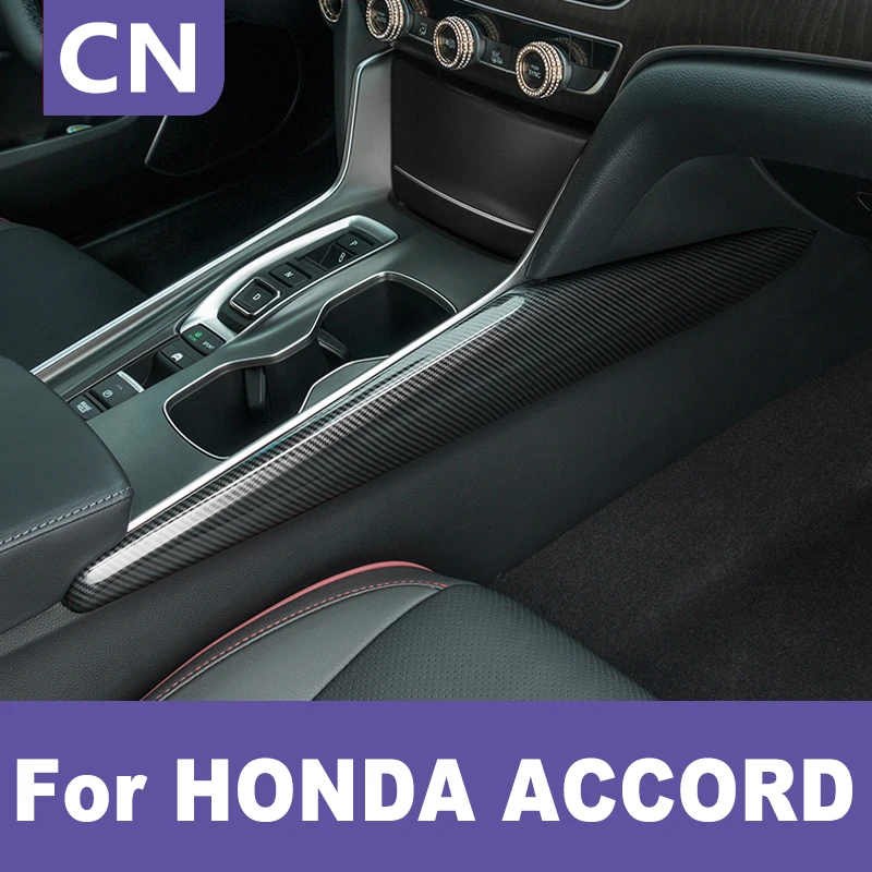 

For Honda Accord 10th 2018 2019 2020 Central Control Armrest Strips Stickers On Both Sides ABS Carbon Fiber Car Accessories