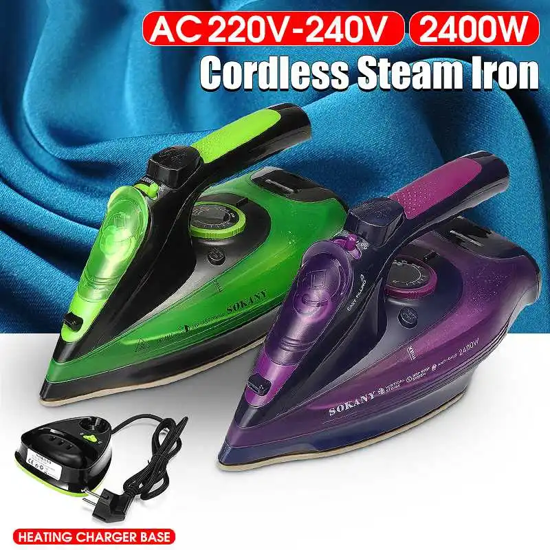 

2400W Electric Steam Iron 220-240V Cordless Charging Steam Iron 5 Speed Adjust Clothes Ironing Steamer ABS+Ceramic Soleplate