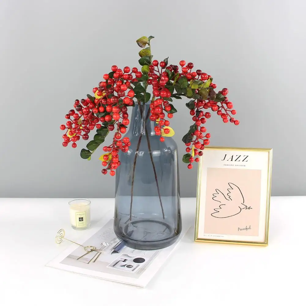 Искусственные ягоды веточки оптом Висячие спреи 2 шт Матовый Синий для поделок